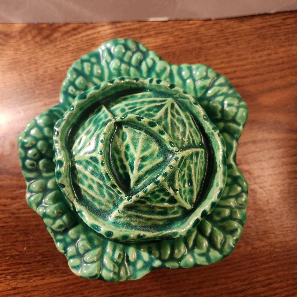 Vintage ceramic Cabbageware bowl by Carole Stupell,